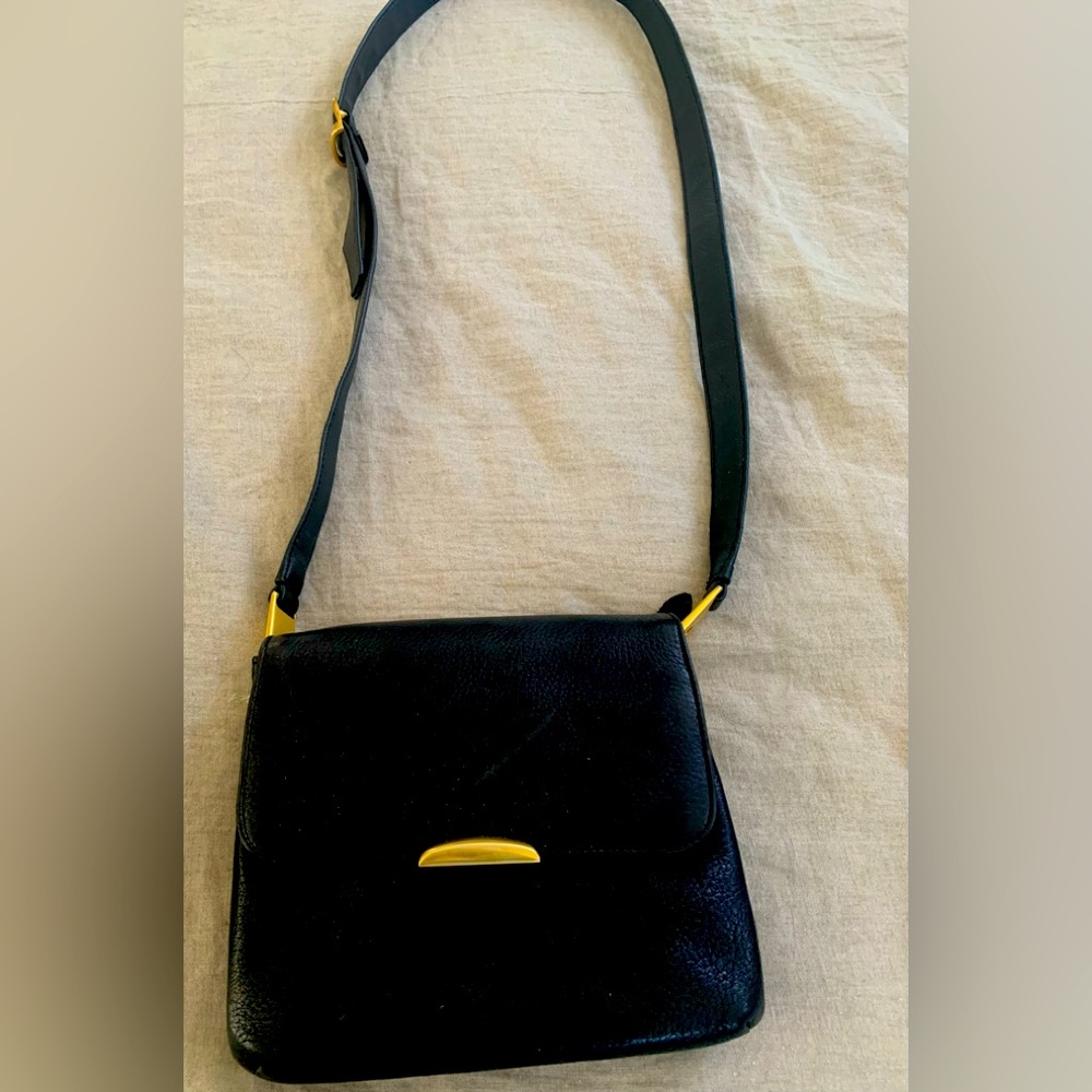 Black pebble leather cross body bag